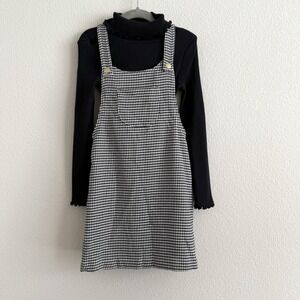 Houndstooth Jumper With Black Turtleneck Girls Size 5 Preppy Academia School Mod